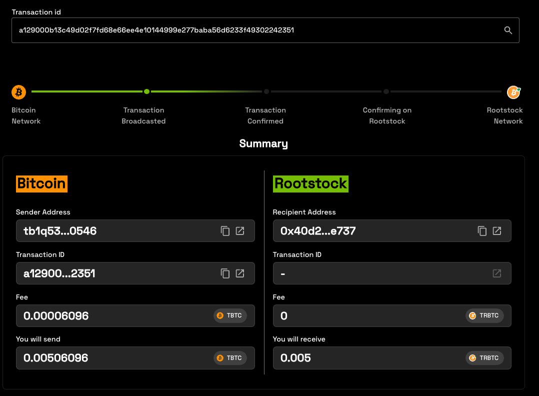 Transaction status update